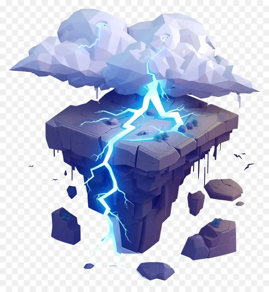 sét - Đảo 3D thấp với Lightning Strike