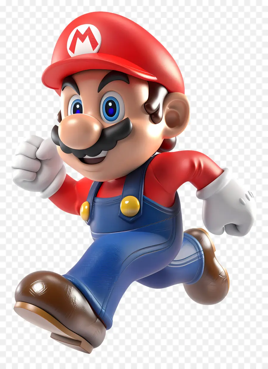 Esegui il personaggio Mario che esegue la tuta per cappellini da baseball - Personaggio che corre in tuta e tappo da baseball