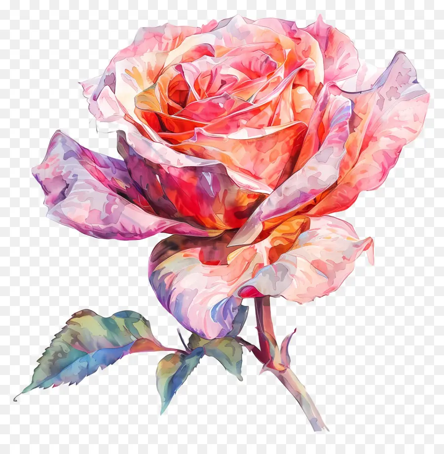 rosa rose - Lebendiger Aquarellrosa Rose auf schwarzem Hintergrund