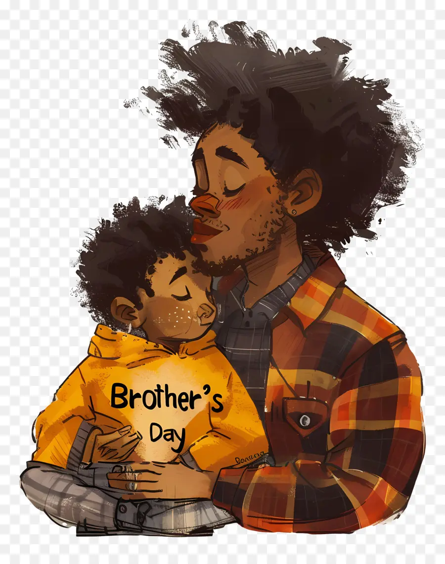 Giorno del fratello Padre figlio amore affetto - Amorevole padre e bambino in colori caldi