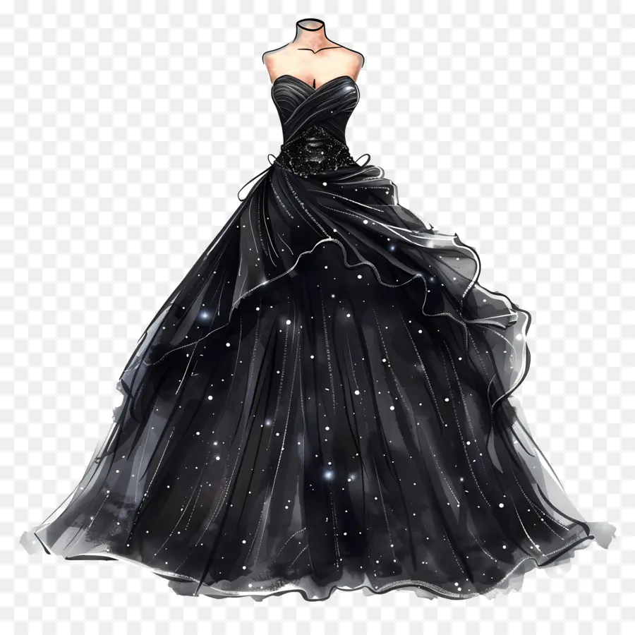 formelle Kleidung - Formelles schwarzes Kleid mit funkelnden, elegantem Design
