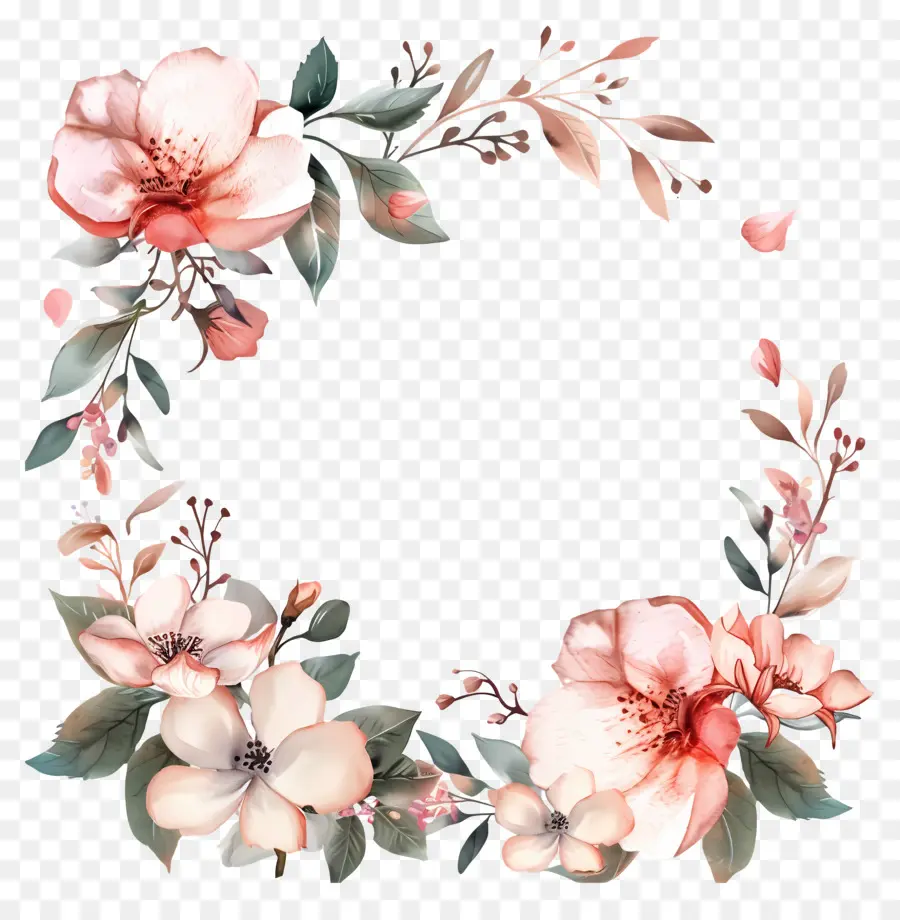 fiore, cornice per foto - Giove floreale circolare in acquerello con trasparenza