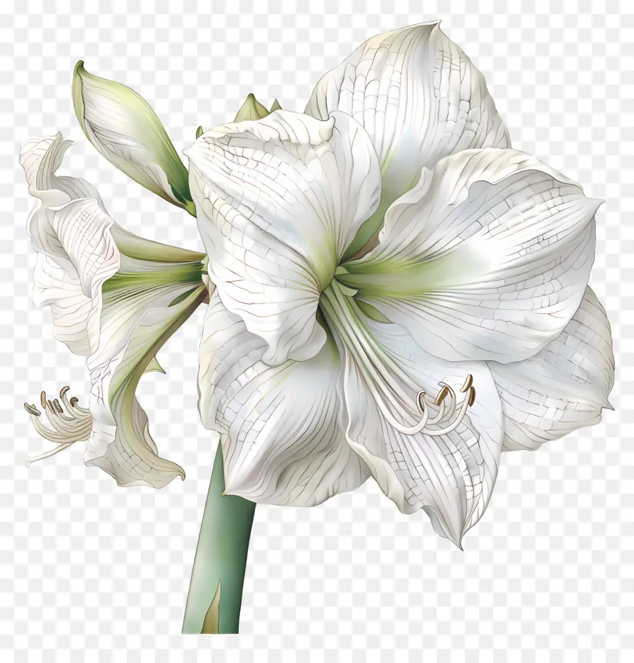 fiore bianco - Fiore bianco con petali curvi lunghi, stame