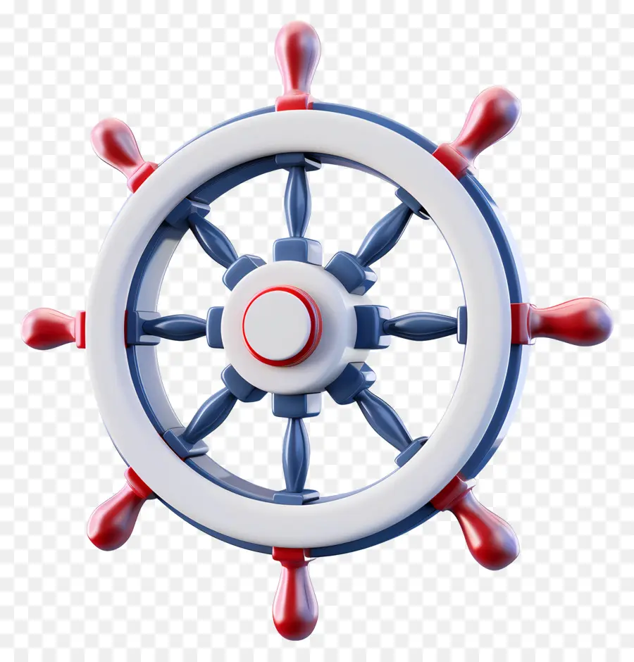 rudder ship's wheel metal red white