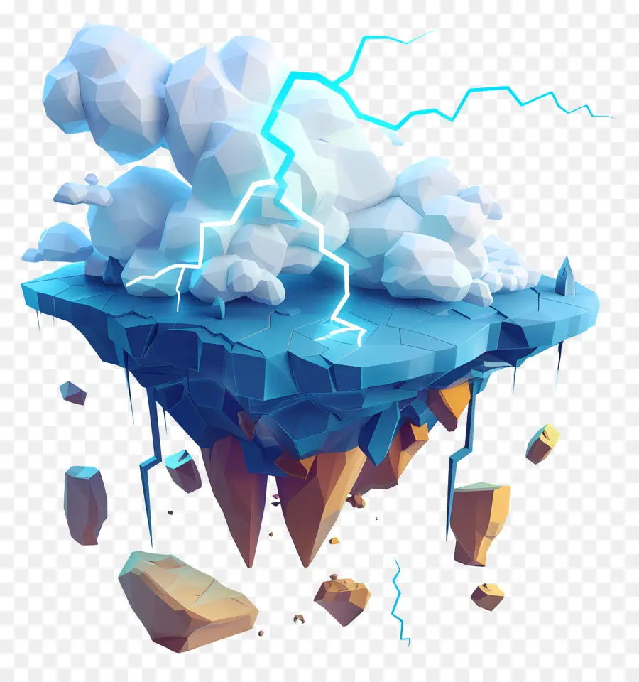 geometrische Formen - Detaillierte niedrige Poly -Insel mit Blitzschrauben