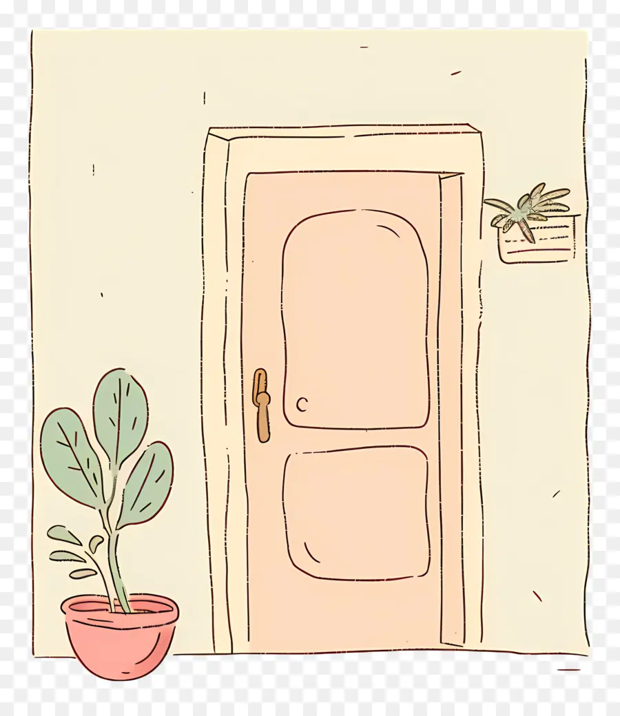 người vẽ cửa phòng mở cửa - Người trước cửa mở, thực vật