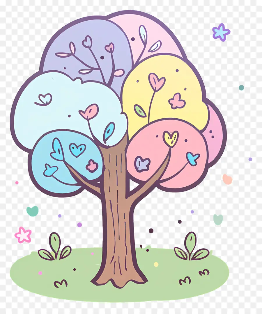 tình yêu cây - Cây hình trái tim với lá và hoa đầy màu sắc