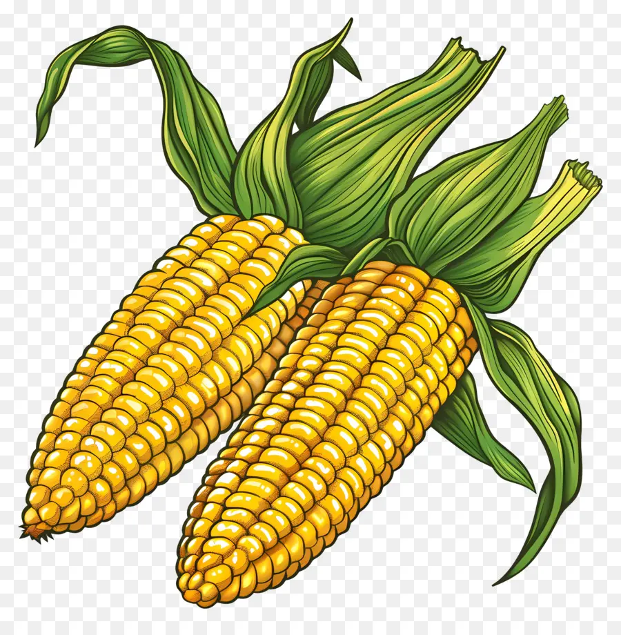 agricoltura di raccolta mais mais dolce - Due orecchie di mais, una deseed
