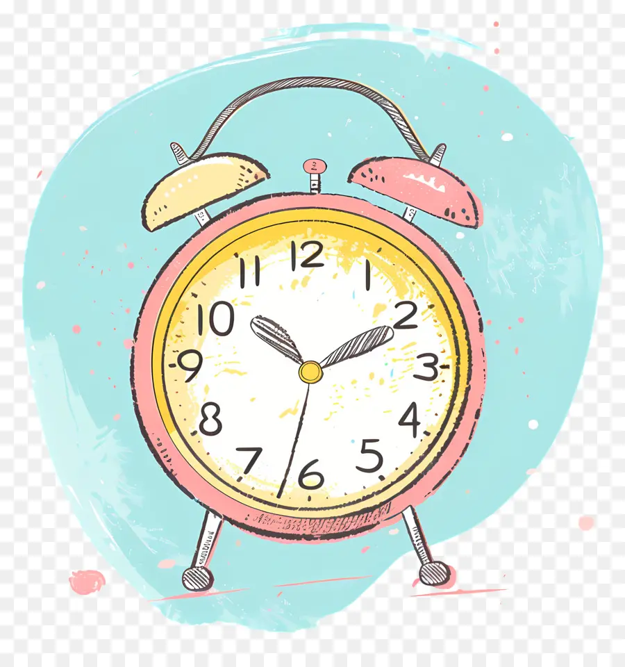 clock vintage alarm clock 6 o'clock pink yellow blue stain