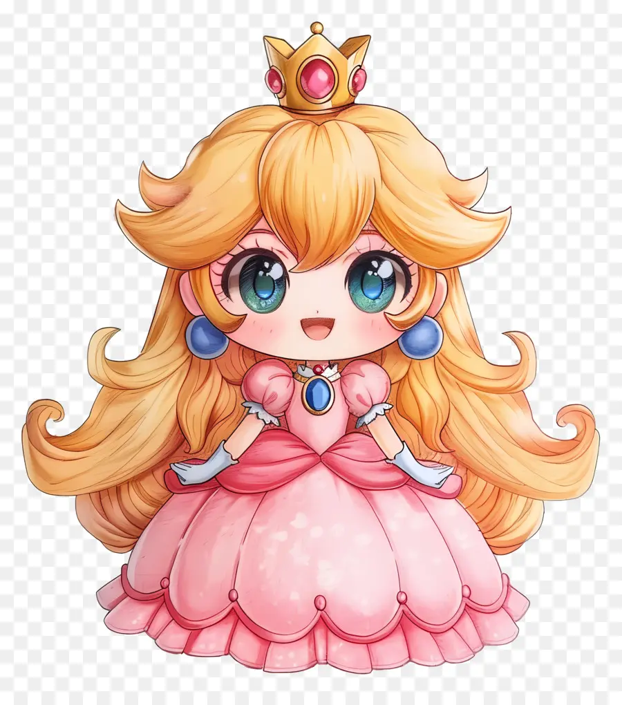 Prinzessin Peach - Prinzessin Pfirsich Cartoon Charakter lächelnde Illustration