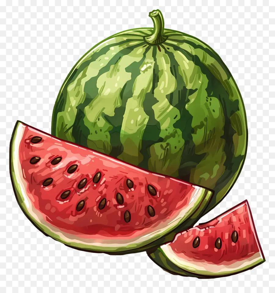Wassermelone - Nahaufnahme reifer rotes Wassermelonenscheiben
