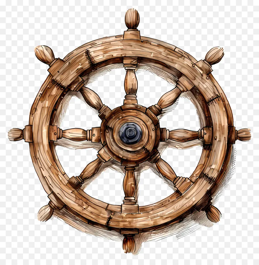 volante per ruota della nave in legno ruota in legno ruota nautica del volante vintage - Ruota della nave in legno con accenti di metallo