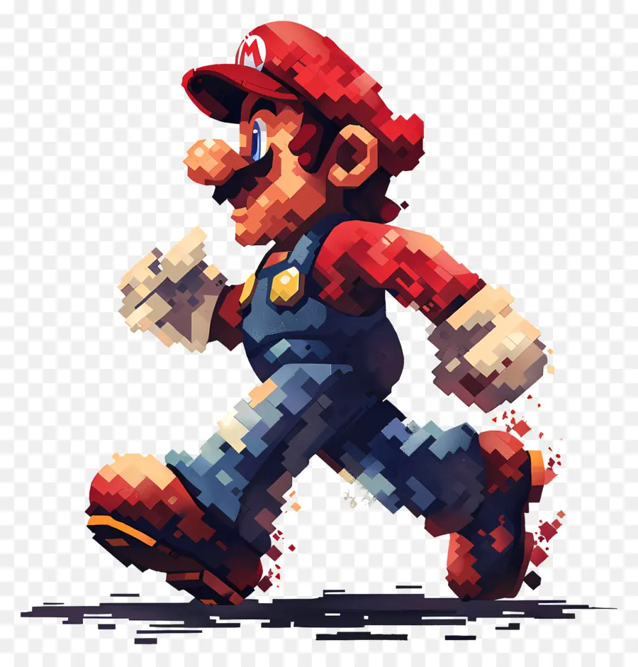 Ảnh nghệ thuật - Pixel Mario chạy với bia, phong cách trò chơi video
