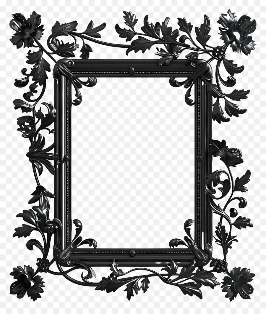 schwarzer Rahmen - Eleganter schwarzer Rahmen mit komplizierten Blumenkonstruktionen