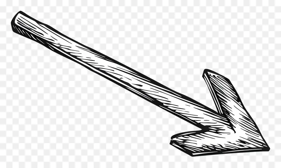 doodle freccia - Semplice freccia bianca rivolta verso il basso su sfondo nero