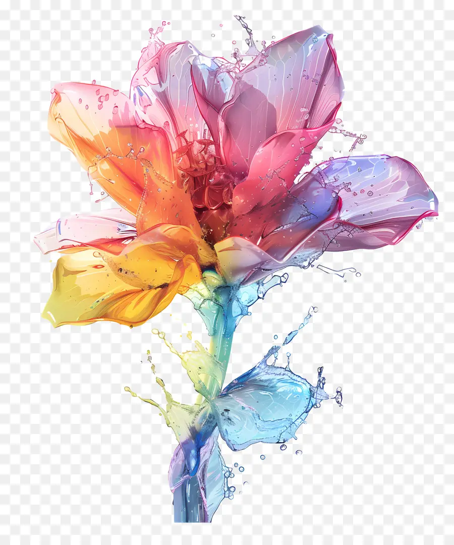 Wasserblume Aquarellmalerei Blume rosa - Aquarellblume in rosa, blauen, lila Farbtönen