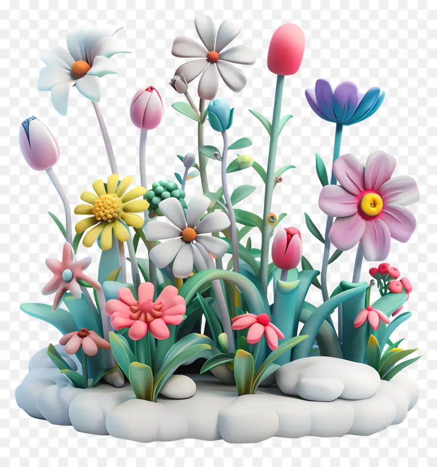 Blumengarten - Symmetrisches Blumenbett mit farbenfrohen Blumen