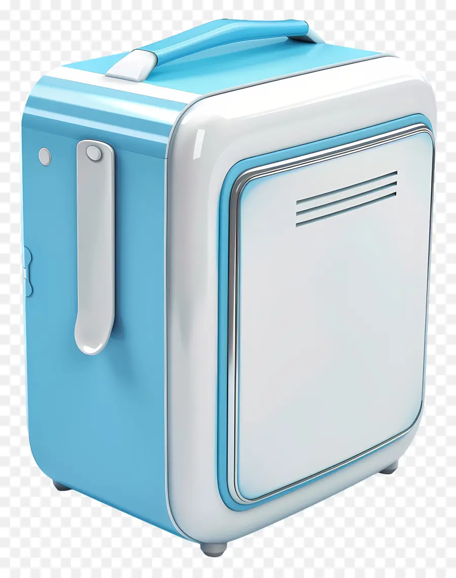 Kühler tragbarer Eisbox kleiner Kühlschrankblau und Weißmetallgriff - Blau -weißer kleiner Kühlschrank mit Griff