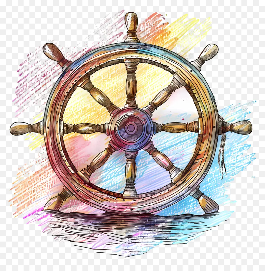 navigazione della ruota delle ruote della nave in legno Viaggiare Old Tradition - Ruota di nave simbolica con dettagli intricati