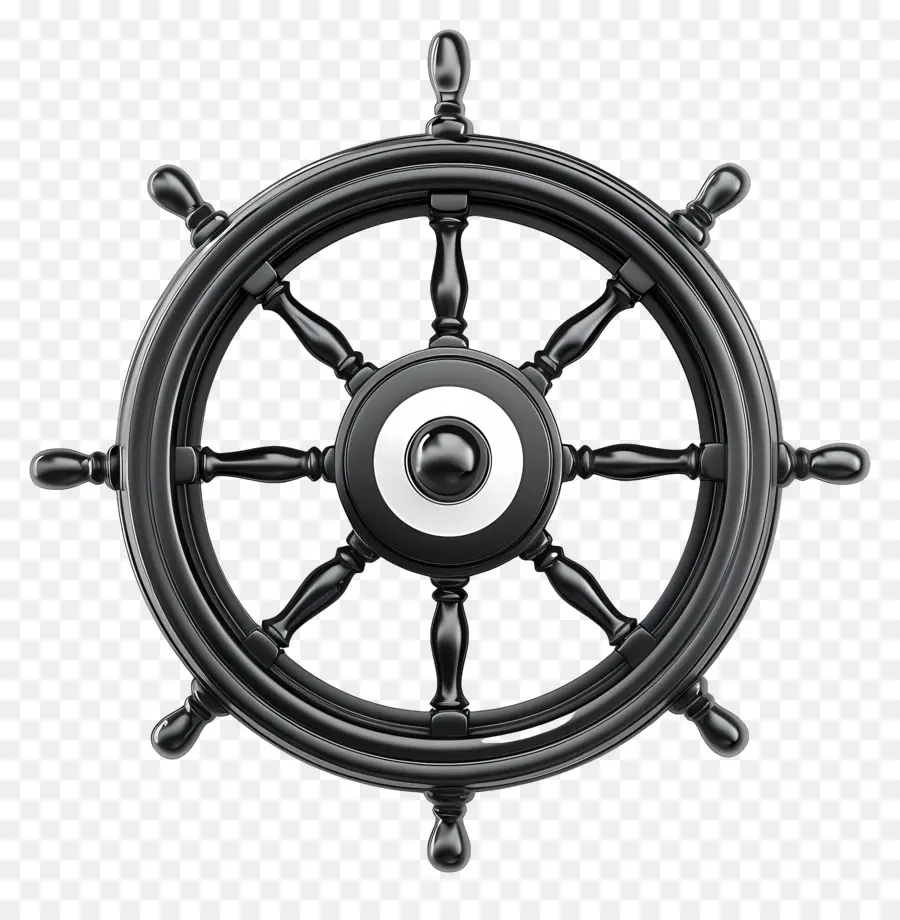 ship rudder ship steering wheel nautical decor black and white symmetrical design