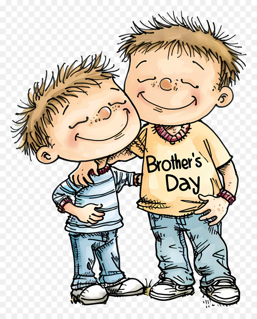 Brüder des Brudertags umarmen Familiengeschwister - Jungen umarmen sich zum Brother's Day Feier