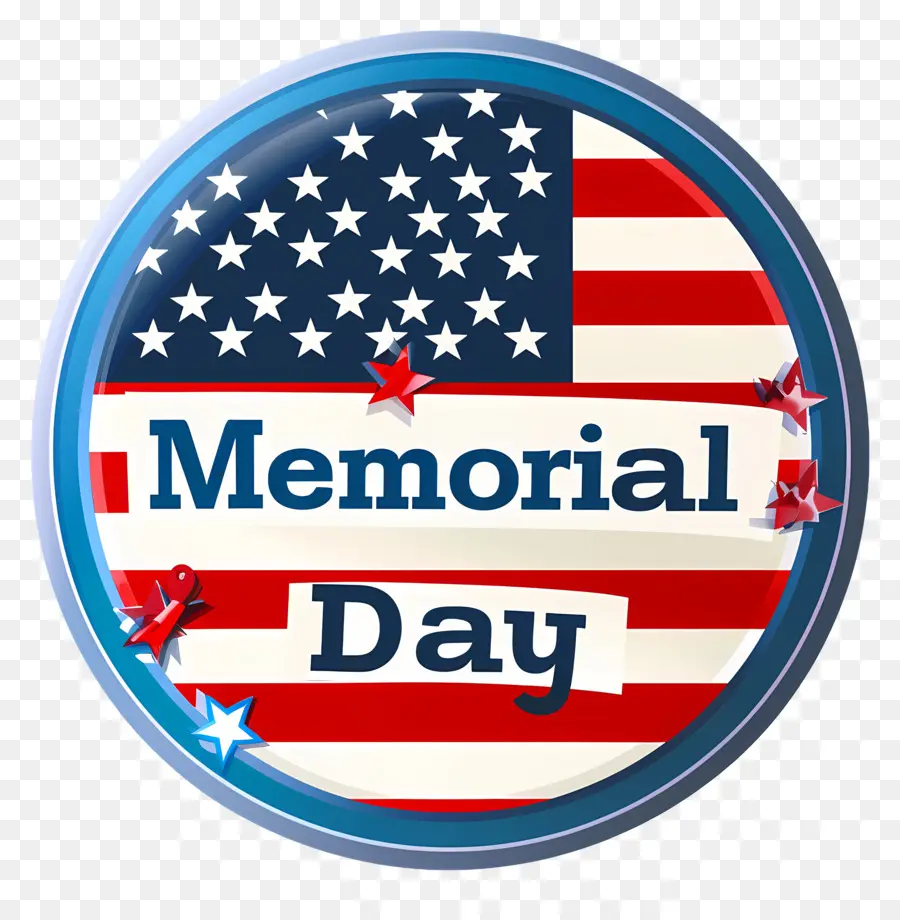 Il Giorno Della Memoria - Pulsante Patriotic Memorial Day con bandiera americana