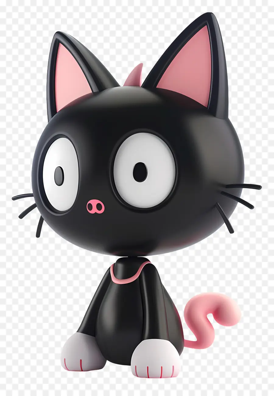 cartone animato gatto - Gatto da cartone animato con occhi rosa che sorridono