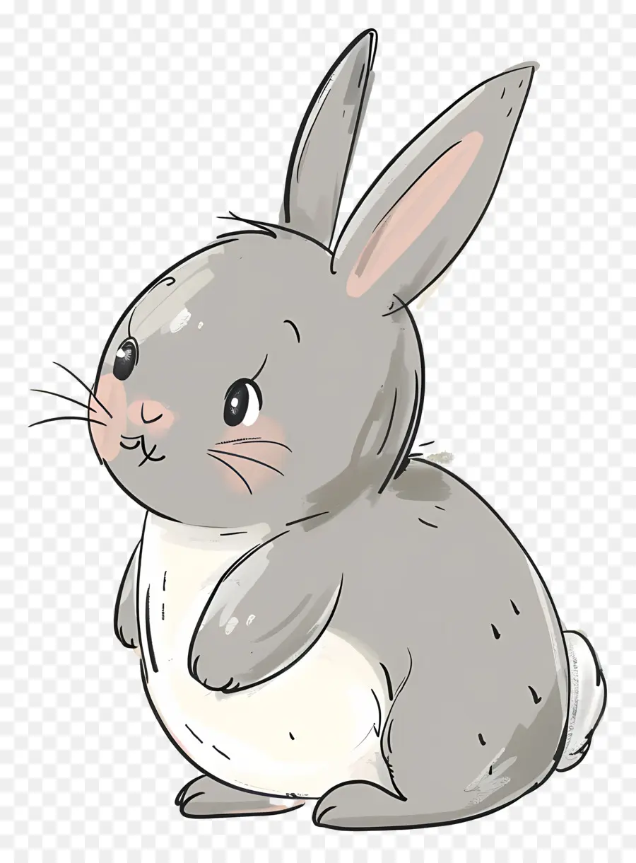 Spot bianco animale che disegna coniglio - Illustrazione di un coniglio grigio neutro