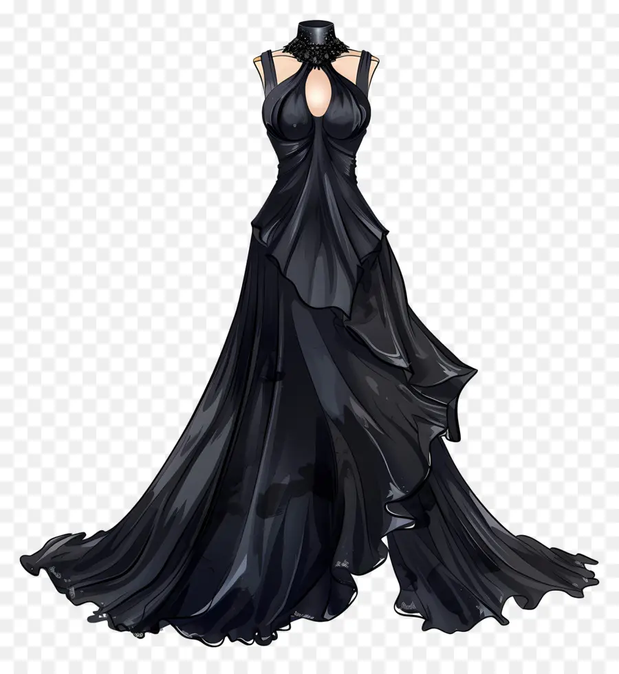 abito abito abito da sera gotico a scollatura alta maniche lunghe - Abito nero gotico, scollatura alta, maniche aderenti