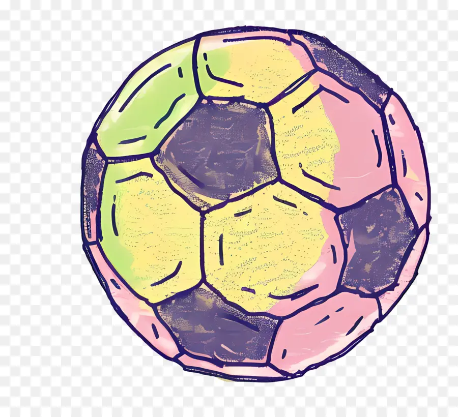 Fußball - Handgezeichneter gelb und rosa Fußball-Ballillustration