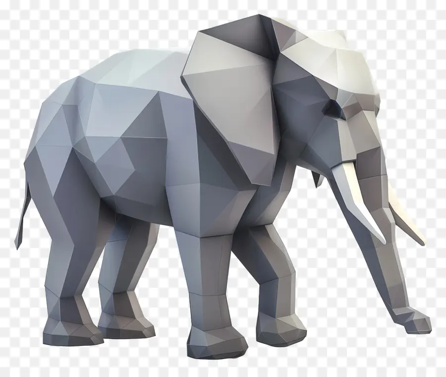 elefante - Poly elefante basso con grandi zanne