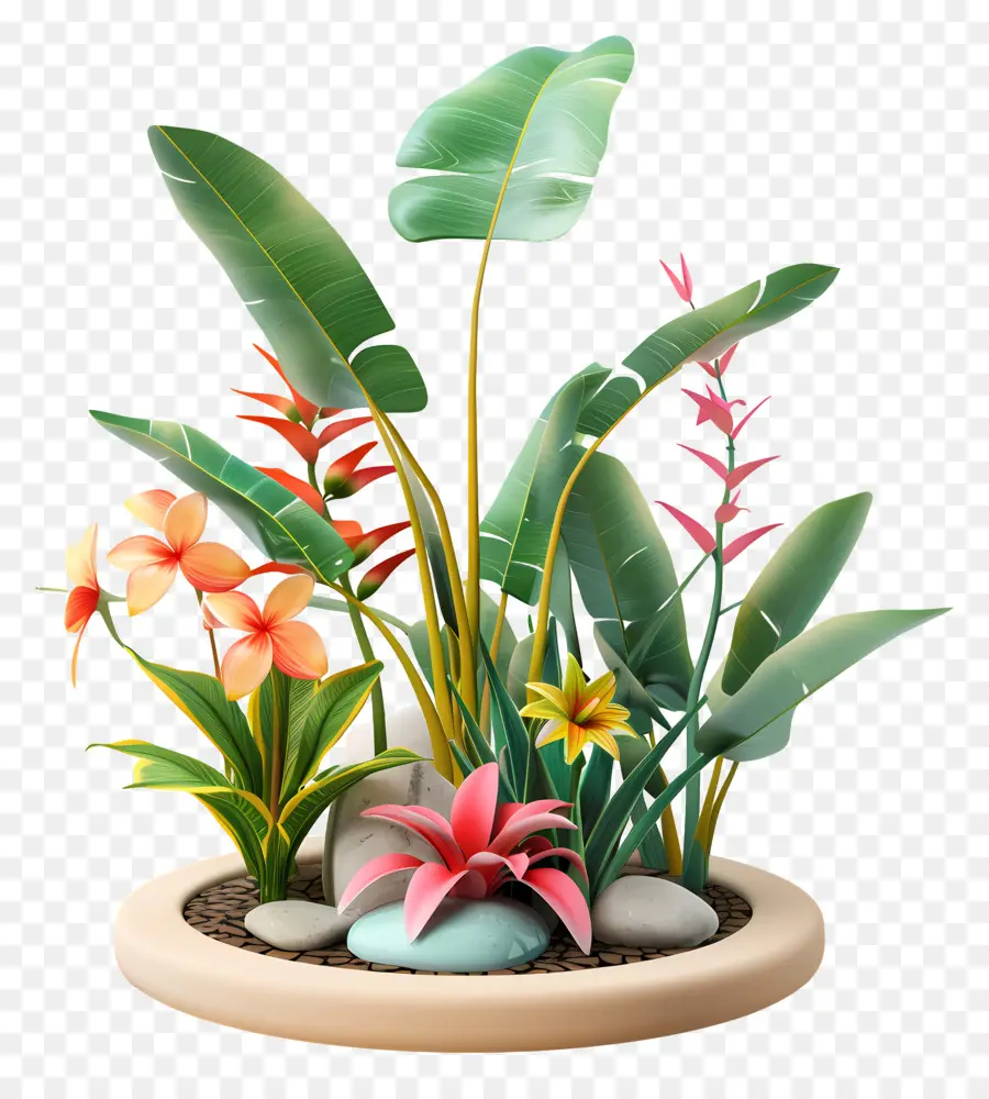 palme - Piccola fontana con piante tropicali, acqua fluente