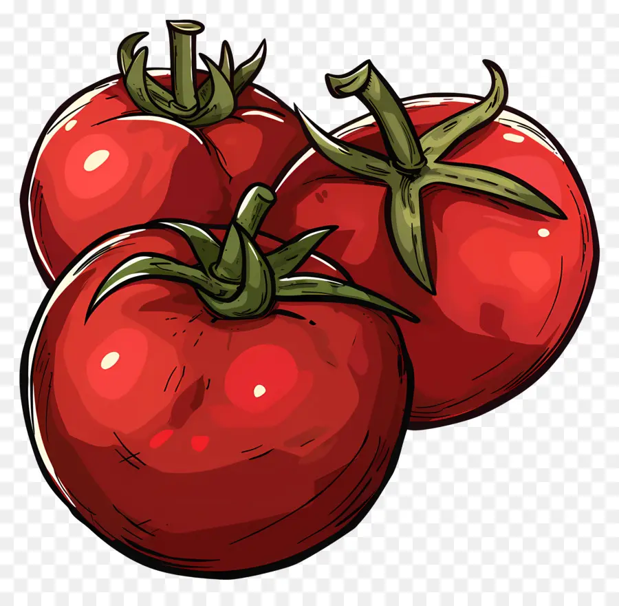 pomodori semi rossi maturi verdi - Pomodori maturi rossi su sfondo nero