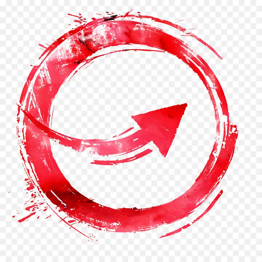 Roter Kreis - Roter Kreis mit Farbe Spritzer, Pfeil nach unten zeigt