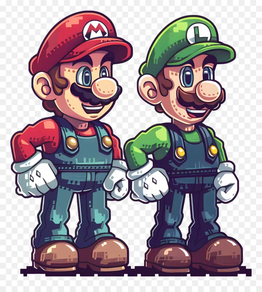 Mario Bros - Männer in Grün und Rot mit Sternen