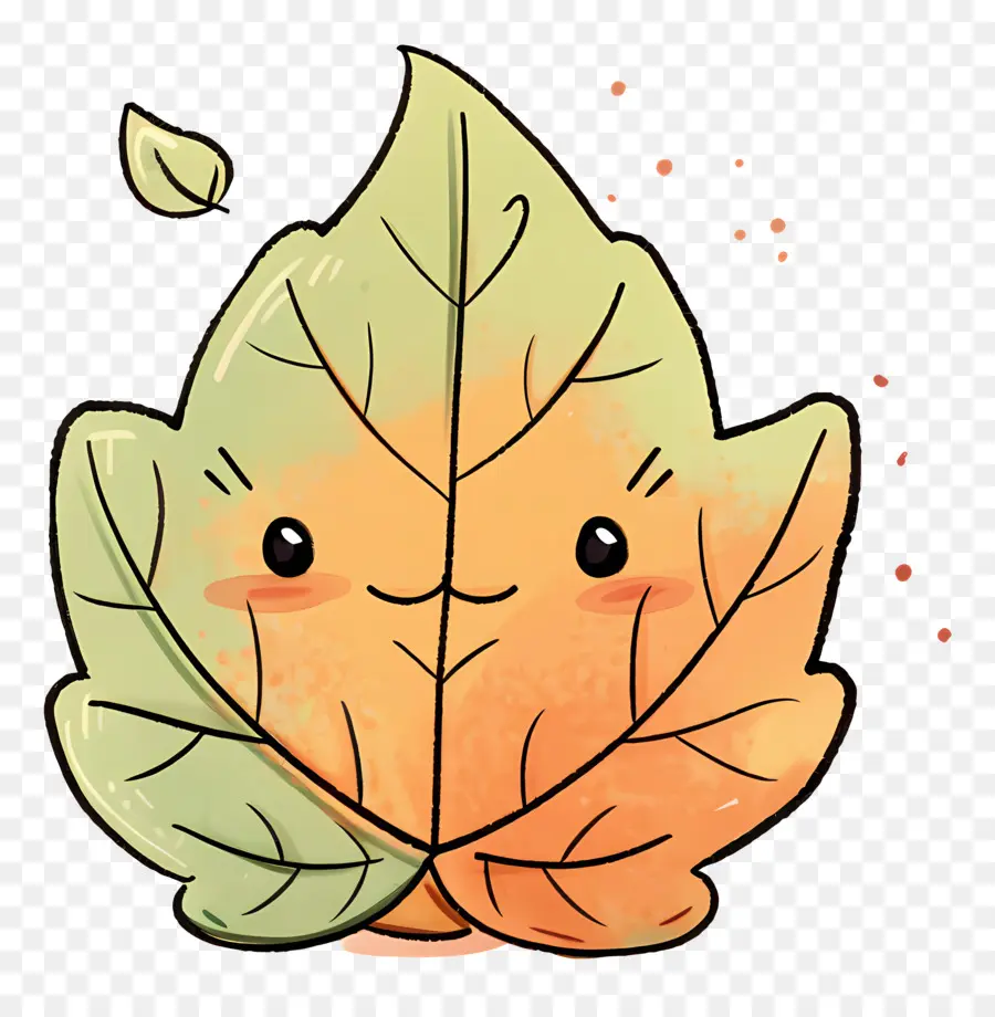 Le foglie che cadono - Carattere di foglie di cartoni animati con viso sorridente
