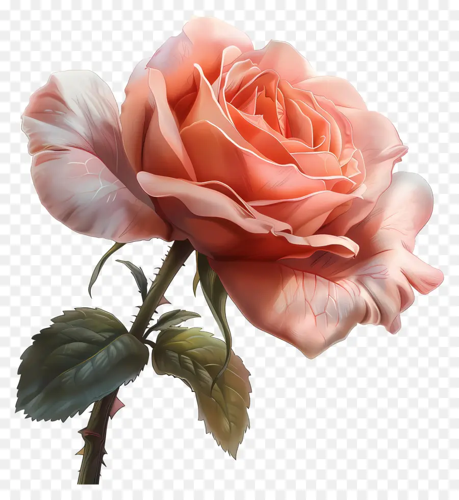 Rose - Realistische rosa Rose auf schwarzem Hintergrund