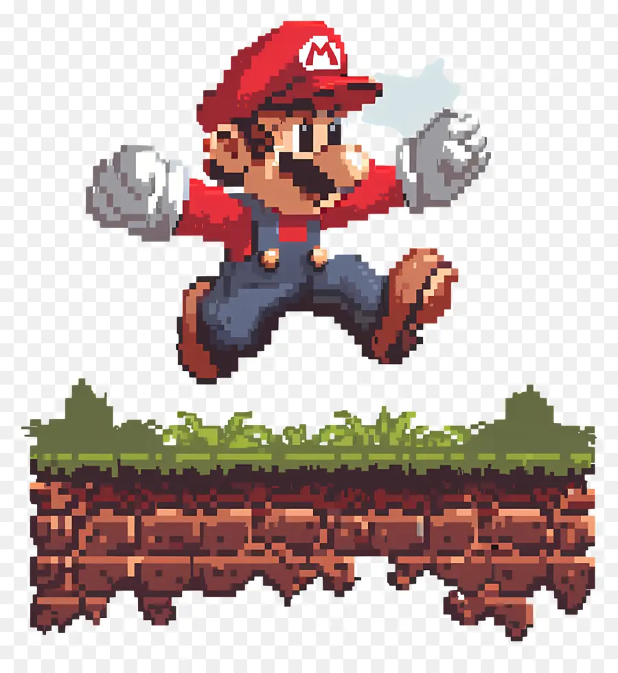Pixel Kunst - Mario Pixel -Kunst springt über Felsen