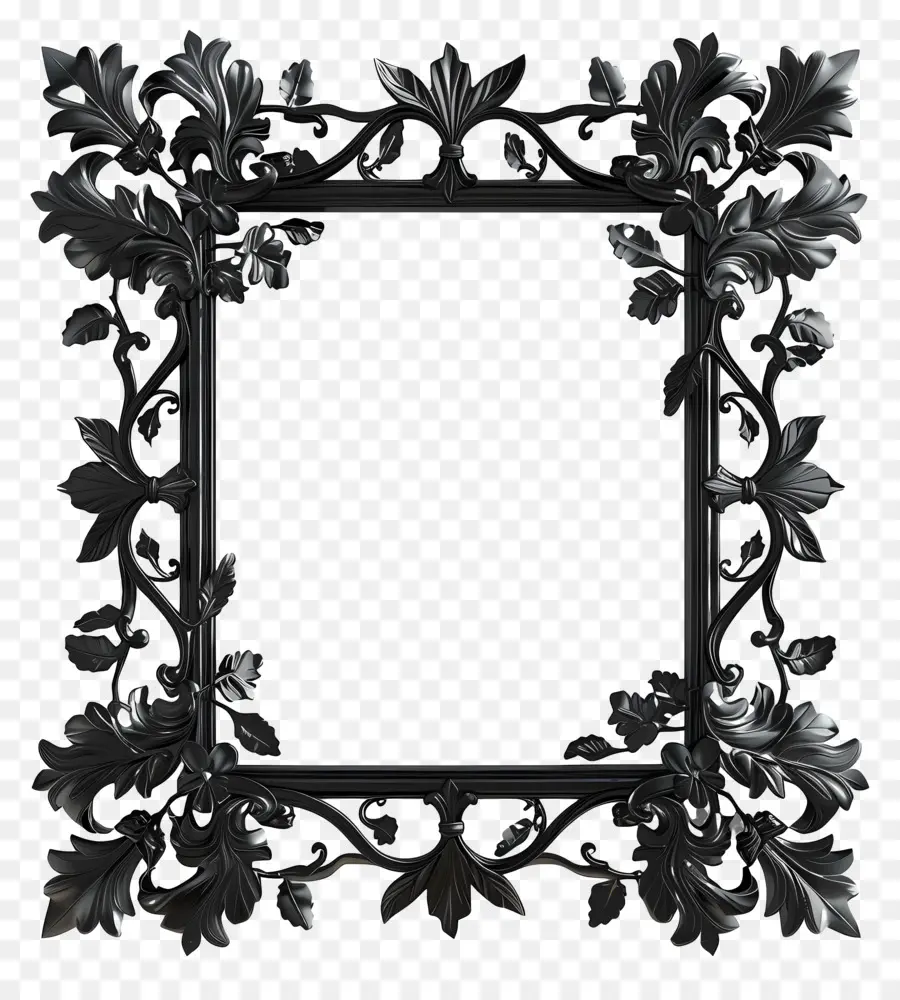 schwarzer Rahmen - Floral schmiedeeiseisernquadratischer Rahmen, schwarze Grenze