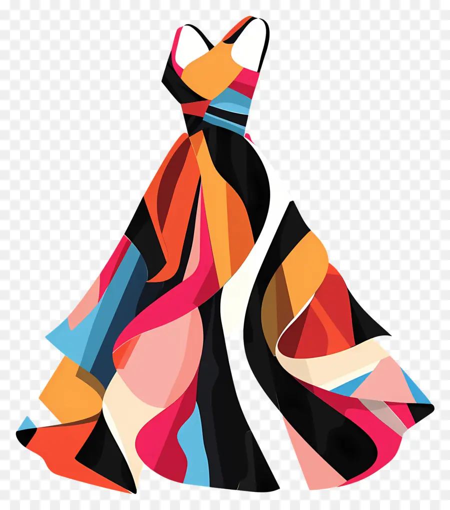 Kleidkleid abstraktes gemustertes Kleid Buntes Kleid Stoff Kleid ausgestattet Silhouette Kleid - Buntes abstraktes gemustertes Kleid mit sitzender Silhouette